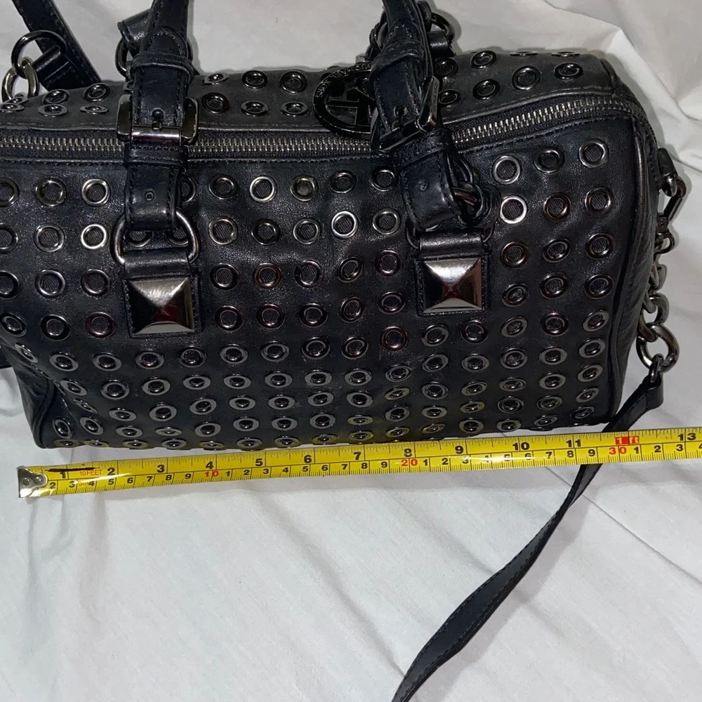 RARE Michael Kors black leather grommet Grayson_9